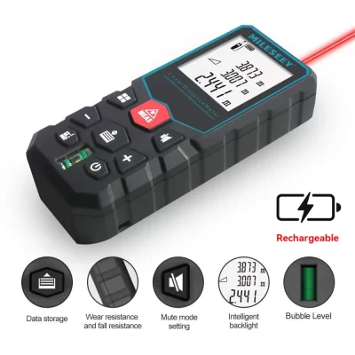 Mileseey X5 Telêmetro laser recarregável 40M 100M, medidor de distância digital Ferramentas de medição de fita de alta precisão.