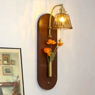 Lâmpada de parede decorativa para quarto, abajur retrô, Wabi-Fee, Wind B & B Corrimento, Clássico