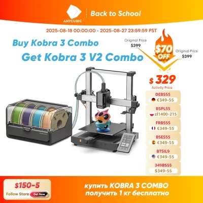 Anycúbico k3 combo versão ae impressora 3d fdm impressão em 4 a 8 cores com velocidade máxima de impressão de 600 mm/s tamanho de construção 250mm x 250mm x 260mm