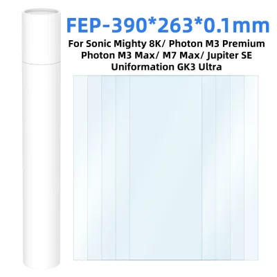 5 Peças Filme FEP 390x263x0,1mm Para Phrozen Sonic Mighty 8K Sonic Halot Mage Photon M3 MAX Jupiter SE Peças de Impressora 3D de Resina UV LCD