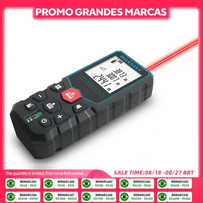 Medidor de distância a laser mileseey x5 40m 60m 80m 100m fita métrica a laser de alta precisão, régua eletrônica de medição múltipla