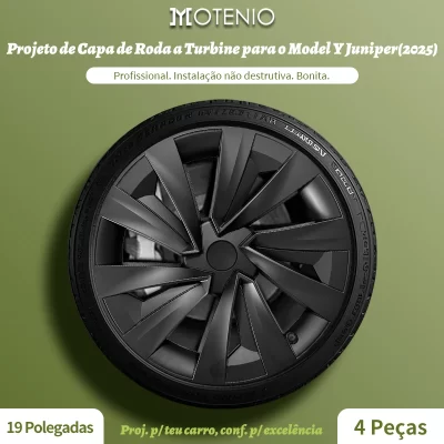 4 pçs para o novo modelo y 2025 juniper 19in estilo turbina hubcap aro capa acessórios tampa do cubo tampa da roda do automóvel para tesla