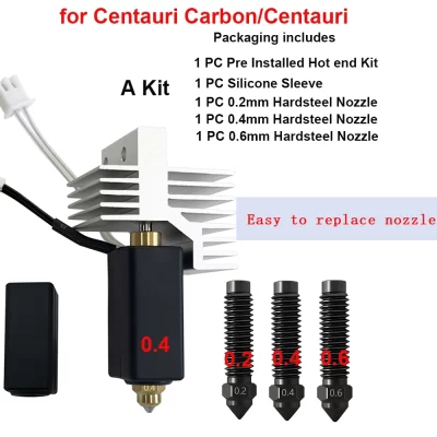 Hotend cerâmico de 0,2 mm 0,4 mm 0,6 mm e bocal de aço endurecido para carbono Centauri para kit Elegoo