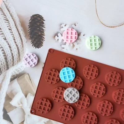 18/20 Waffle Silicone Candy Mold DIY Quadrado Circular Chocolate Fazendo Ferramenta Molde Criativo Baking Acessórios Waffle Mold