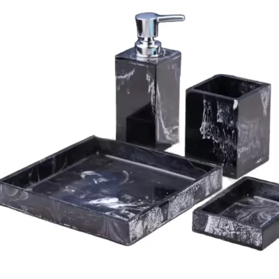 Conjunto de banheiro de luxo de resina preço completo design exclusivo de alta qualidade acessórios de banheiro de 4 peças