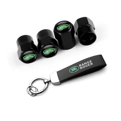 Tampa da válvula do pneu do carro proteção da roda tampas de poeira chaveiro de couro para land rover svr range rover vogue velar sport p250 p300 l405