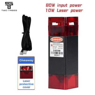 Cabeça de laser de duas árvores, 80w, para máquina de gravação, cortador a laser, madeira, acrílico, módulo de laser de gravação em metal, 450 ± nm, laser azul