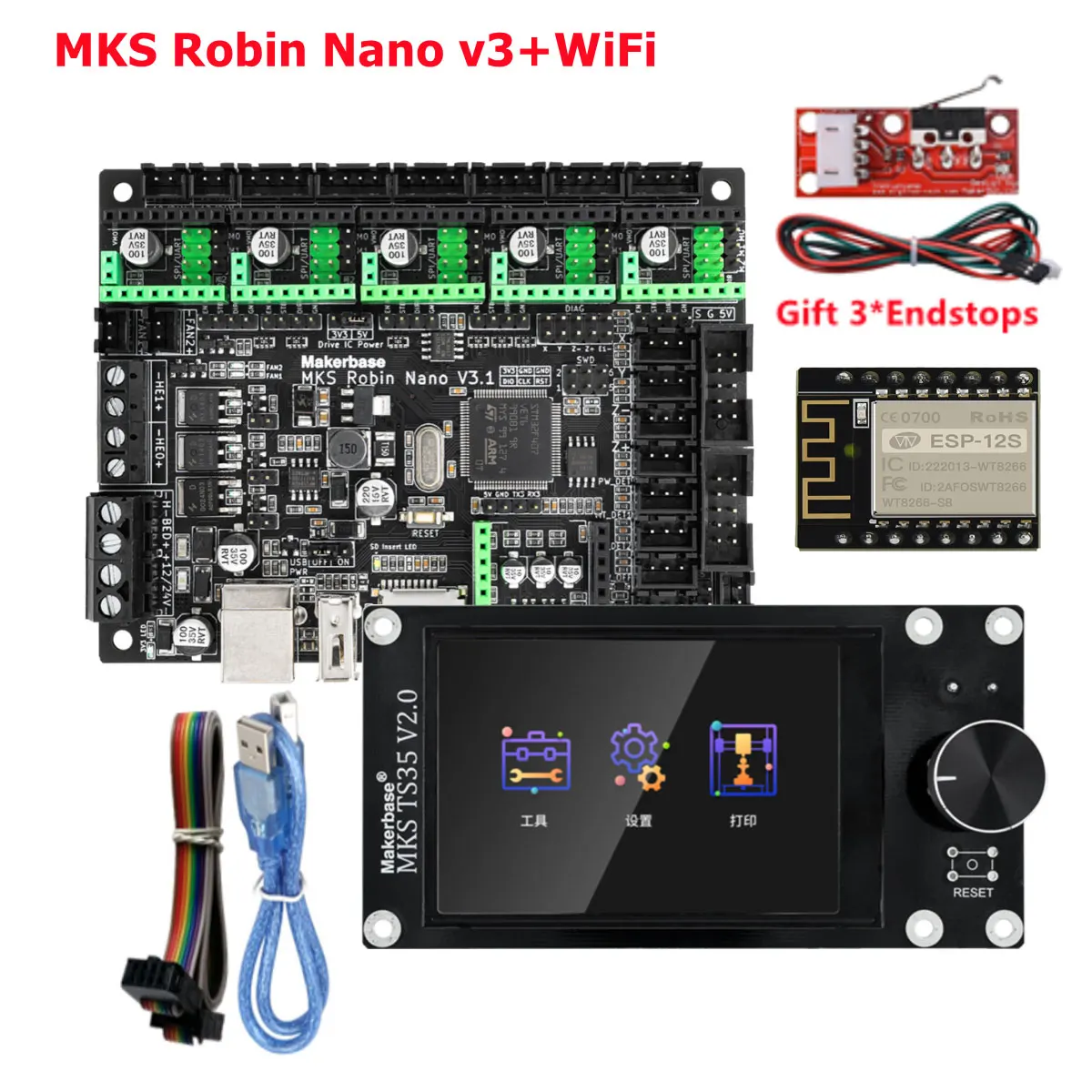 Makerbase placa-mãe mks robin nano v3 placa de controle impressora 3d kit controlador 32 bits ts35 tela toque robin nano v1.2 - Image 5