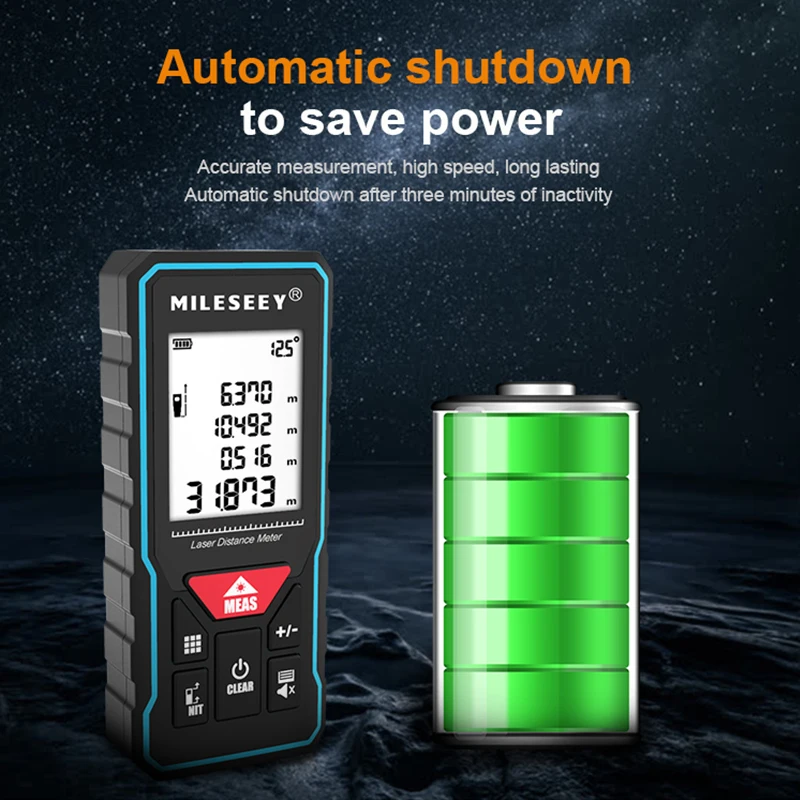 Mileseey X6 Medidor de distância a laser recarregável, telêmetro Trena Tape Range Finder Ferramenta de dispositivo de medida para construção - Image 5