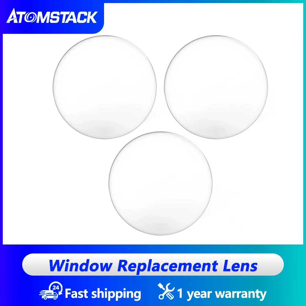 Atomstack-Gravador a Laser Original, Lente de Substituição para Janela, A6, A12, A24 Pro, X40, S40, A40 Pro Max, X70 Pro, X70 MAX, 3 peças