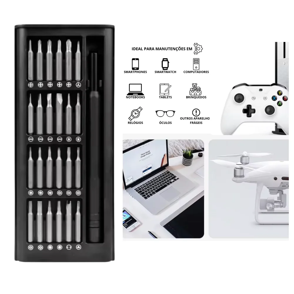Kit Jogo Ferramenta Chave Magnética Precisão 24 Peças + Caneta de liga de alumínio Caixa Organizadora Preta - Image 3