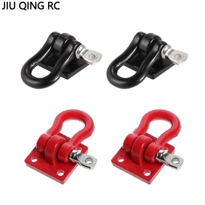 Trailer Hitch Gancho Guincho Manilha, Metal Trailer Escalada, Escala 1:10, RC Crawler, Caminhão, D90, SCX10, Vermelho, Preto Acessórios, 2 pcs