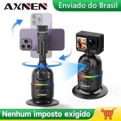 AXNEN-P03 Desktop Follow Gimbal, AI Face Tracking, Rotação 360, Estabilizador de Celular, Suporte para iPhone, Android, Câmera de Ação