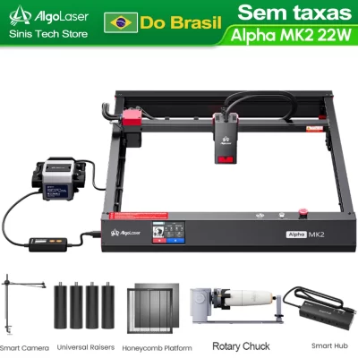 Algolaser Alpha MK2 22W Laser Engraver Cutter Machine Business Tool 3.5Inch Touch Screen Engrave Stainless Steel Wood Acrylic