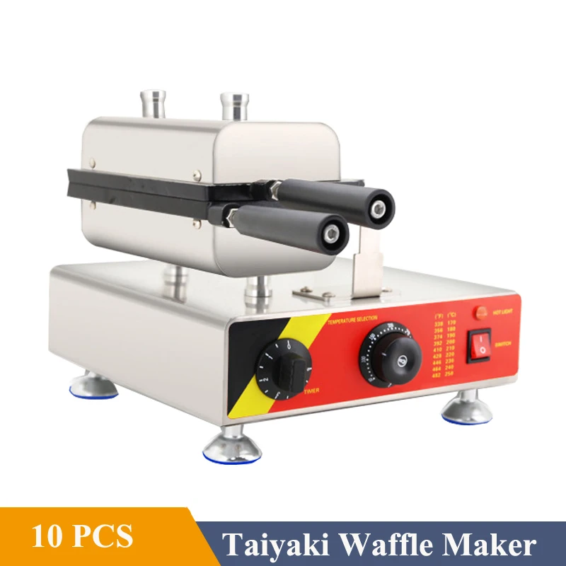 220v/110v comercial taiyaki 10 pçs fabricante de bolo pequeno mini forma de peixe máquina de waffle pequeno peixe taiyaki máquina - Image 2