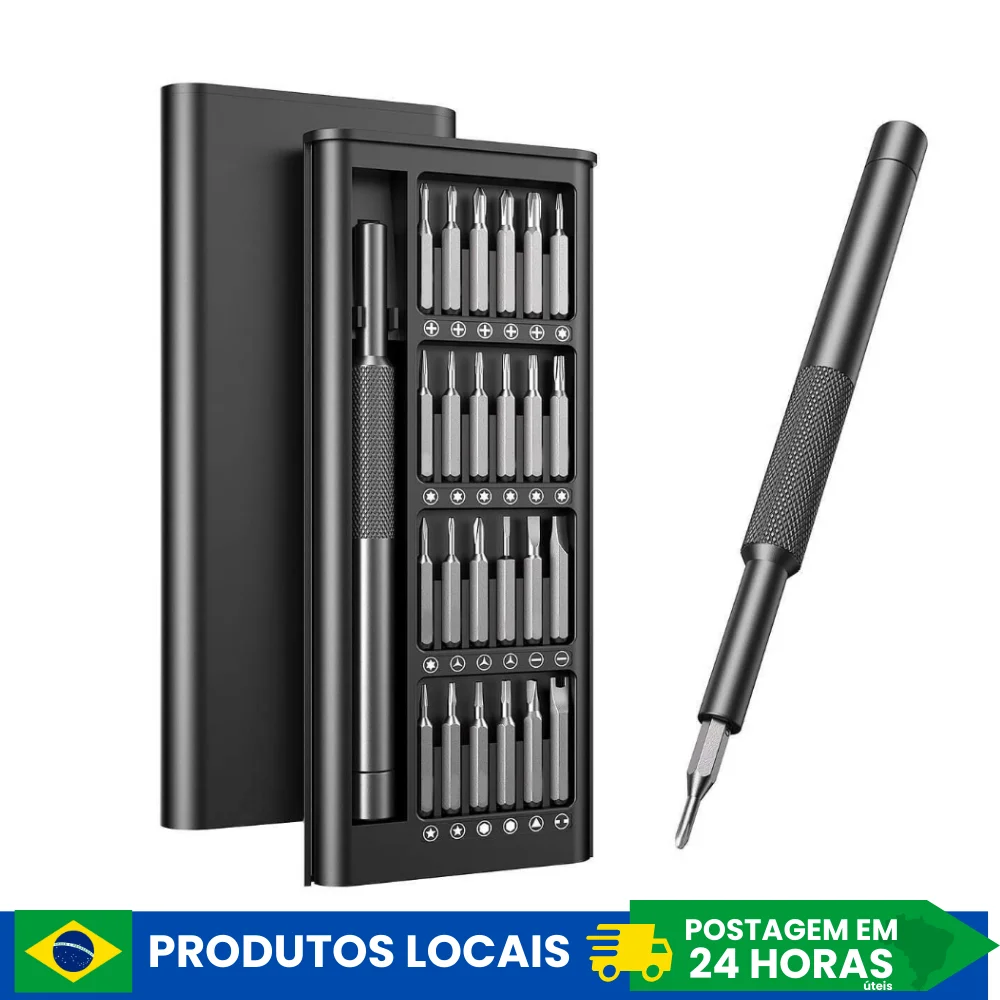 Kit Jogo Ferramenta Chave Magnética Precisão 24 Peças + Caneta de liga de alumínio Caixa Organizadora Preta - Image 2