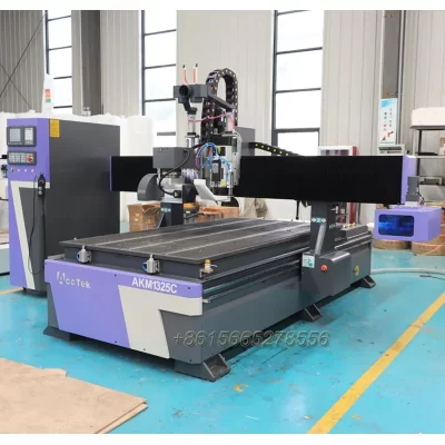 Router cnc atc com ferramentas de carrossel, trocador de letras, lâmina de serra, máquinas de escultura em madeira 3d 1325 com pinos pop-up adicionados para corte osb