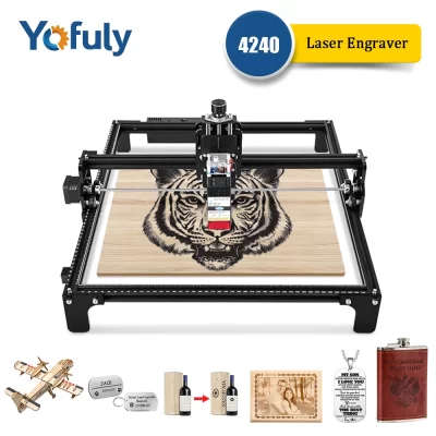 Yofuly-CNC Máquina de Gravura a Laser, 40W, 420*400mm Área de Gravação, Todo o Alumínio, Gravador de Aço Inoxidável, Madeira, Acrílico
