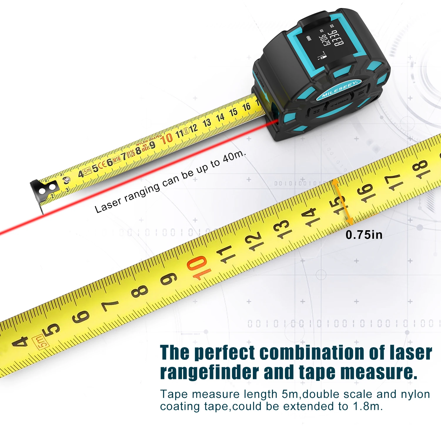 Mileseey-Fita métrica telescópica a laser, telêmetro distância digital, Anti-drop Display LCD, gancho magnético, DT10, DT11, 2 em 1 - Image 6