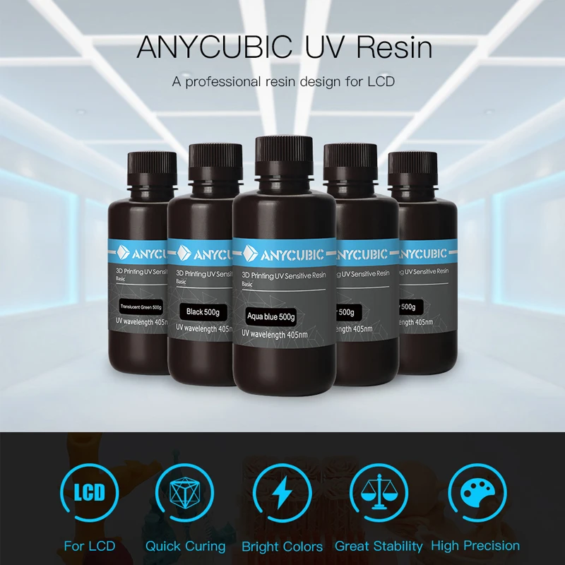 Resina de lavagem de água padrão ANYCUBIC/resina UV de planta resistente para impressora 3D LCD 405nm resina sensível ao fotopolímero líquido impressão 3D - Image 2