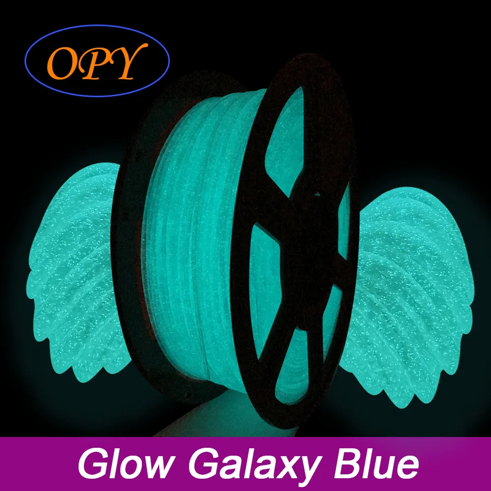 Opy brilho no escuro 1.75mm filamento de impressora 3d pla plástico luminoso 1kg 10m 100g para impressão 3d brilho galáxia verde roxo azul