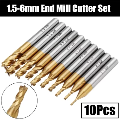 4 flautas hss titânio revestimento fresa 6mm haste cnc roteador brocas para madeira aço 10 peças 1.5-6mm ou 6 peças 2-6mm