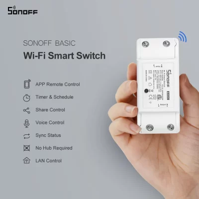 Itead SONOFF Basic R2 Básico Interruptor Inteligente Wi-Fi Sem Fio eWeLink APP Módulo De Controle Remoto Para De Tempo 220V casa inteligente interruptores elétricos