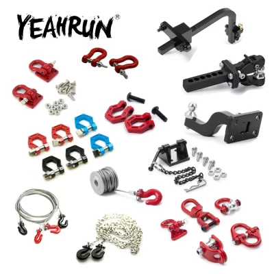 Yeahrun 1/10 rc crawler carro de metal reboque corda corrente manilha gancho reboque guincho gancho acessórios para axial scx10 peças atualização
