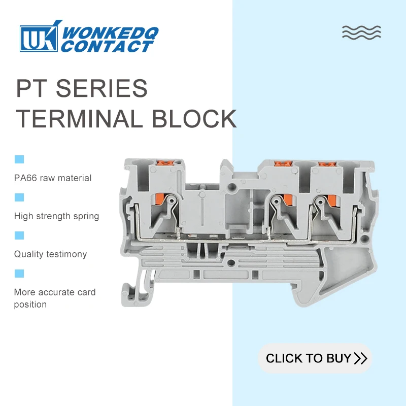 PT 2.5-TW Din Rail Terminal Block Push-in Electrical Connector 2.5mm² PT2.5-Twin 3-Conductor Wire PT2.5-TW - Image 6