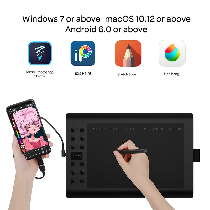 GAOMON M106K PRO 10'' Graphics Drawing Tablet with 8192 Levels Tilt Supported Battery-free Art Stylus for Windows/Mac/Android OS - Image 3