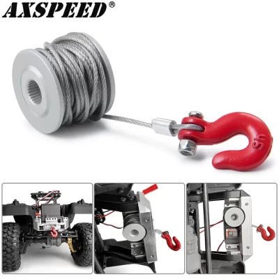 Axspeed 25t engrenagem de direção servo guincho roda tambor fios gancho reboque para 1/10 trx4 axial scx10 90046 d90 d110 rc rastreador carro