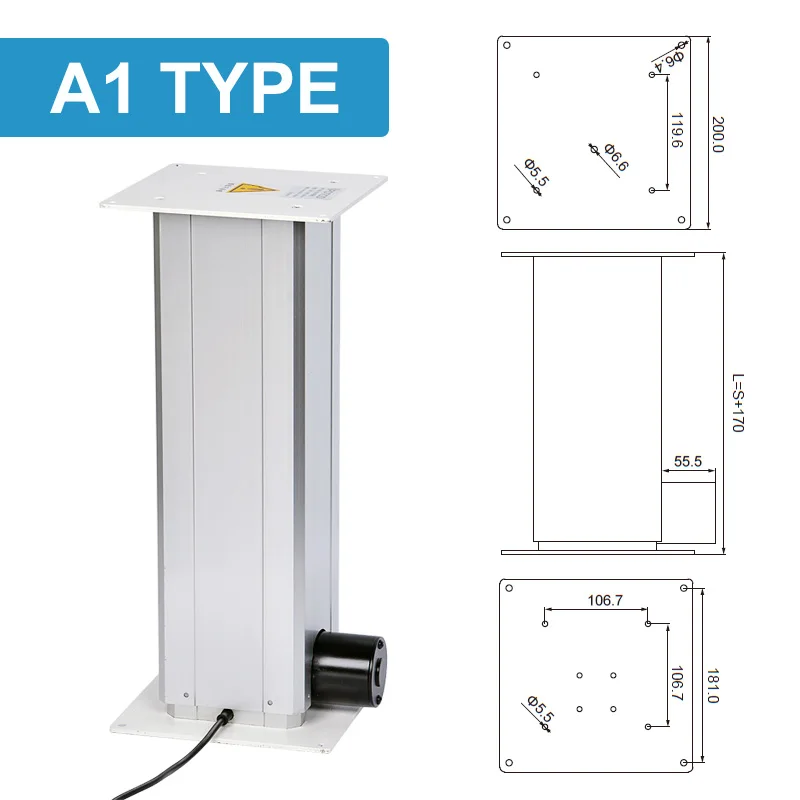 Coluna De Elevação Elétrica De Alumínio, Mesa De Plataforma De Elevação De Precisão, Coluna Telescópica, Atuador Linear, 500kg, 5000N - Image 2