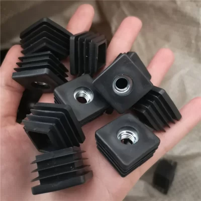 Black Plastic Blanking End Cap 25x25mm Square Caps Pipe Tube Inserts With M6 M8 M10 Metal Thread
