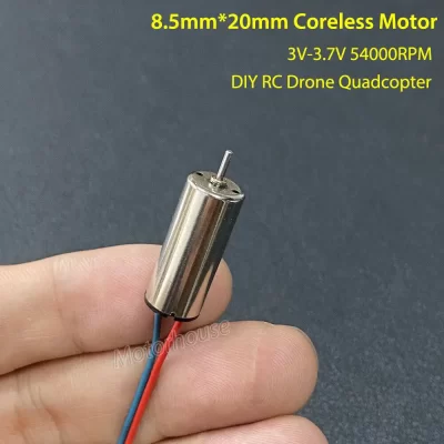 Micro 8520 8.5mm * 20mm Coreless DC Motor 3.7V 54000RPM Motor de ultra-alta velocidade DIY RC Drone