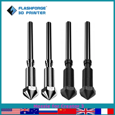 FLASHFORGE Bico de atualização para Creator 3 Aço endurecido Impressão de fibra de carbono de alta temperatura Peças de impressora 3d Bicos de substituição