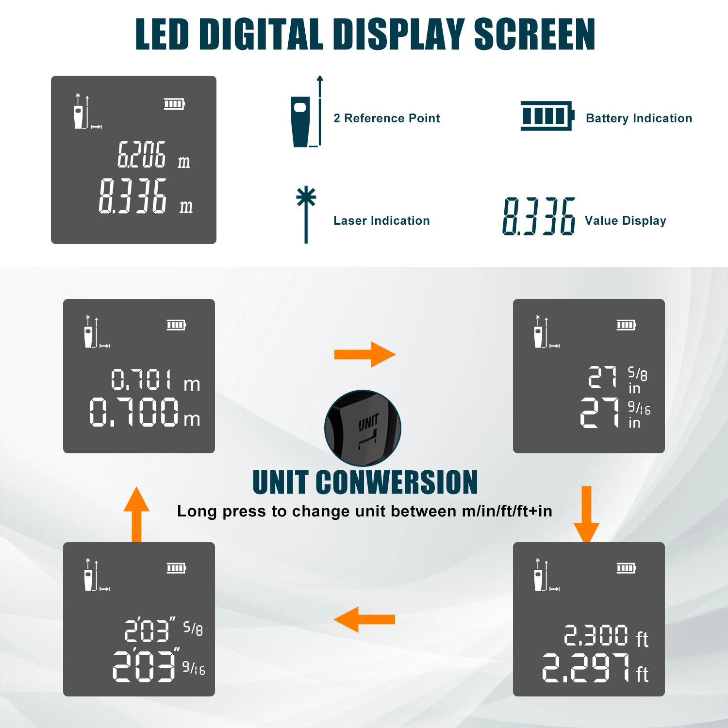 Mileseey-Fita métrica telescópica a laser, telêmetro distância digital, Anti-drop Display LCD, gancho magnético, DT10, DT11, 2 em 1 - Image 4