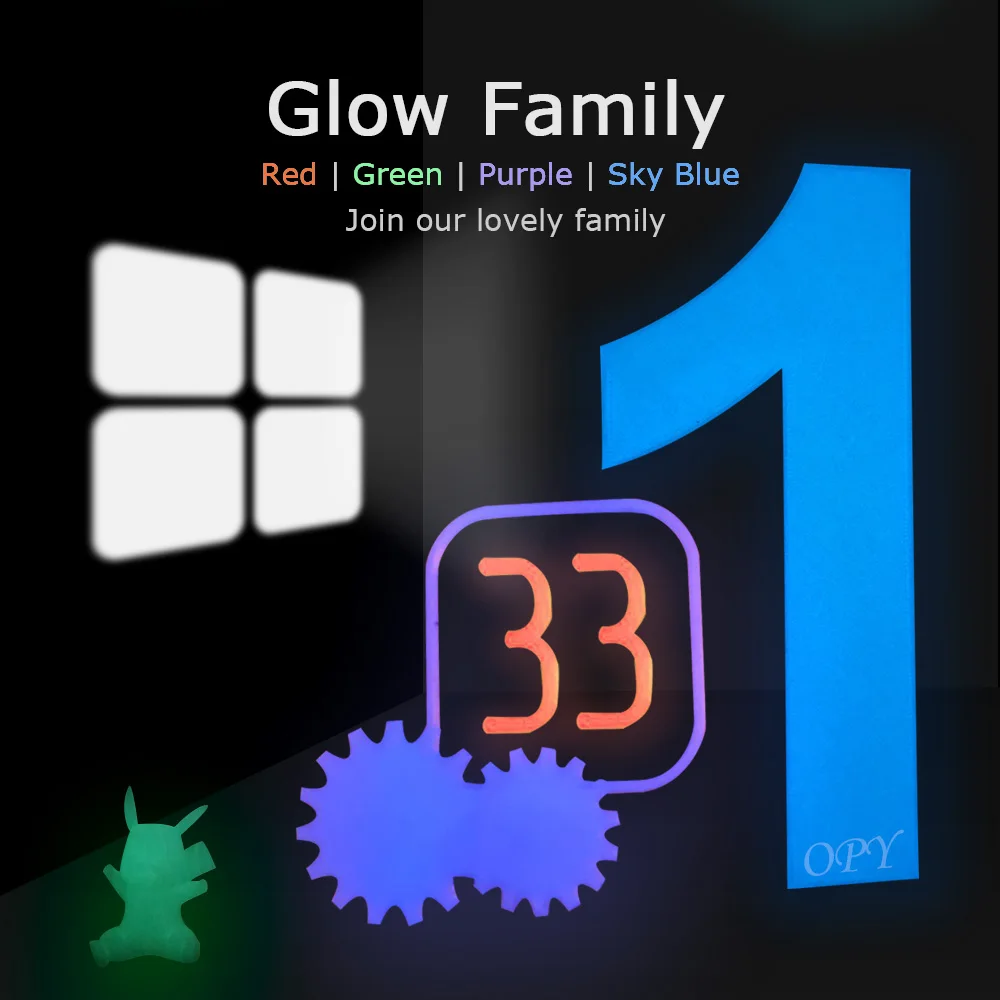 Opy brilho no escuro 1.75mm filamento de impressora 3d pla plástico luminoso 1kg 10m 100g para impressão 3d brilho galáxia verde roxo azul - Image 5