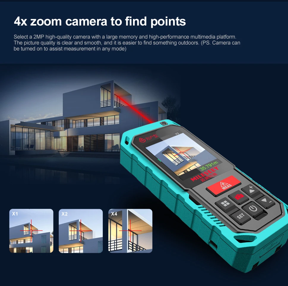 Mileseey-S2 Medidor de distância a laser ao ar livre, Rangefinder Bluetooth profissional, dispositivo de medição com câmera, qualquer 2 pontos, 200m - Image 4