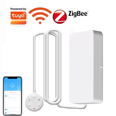 Tuya inteligente wifi/zigbee sensor de vazamento de água detector alerta de inundação overflow sistema de alarme de segurança alarme de vazamento de água vida inteligente app