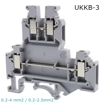 10pcs Type UKKB-3 Din Rail Wiring Conductor Quick Connector Thin Modular Double-layer Screw Terminal Blocks UKKB 3