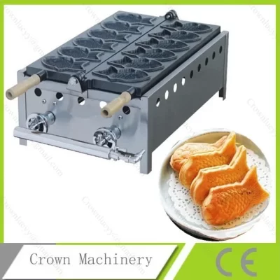 Máquina comercial de taiyaki tipo gás GLP Máquina de taiyaki de peixe Máquina de padeiro de peixe Máquina de waffle de peixe