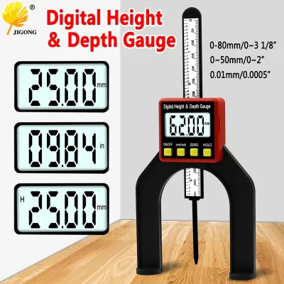 Medidor de profundidade digital lcd medidores de altura pinças com pés magnéticos para mesas de roteador ferramentas de medição para trabalhar madeira