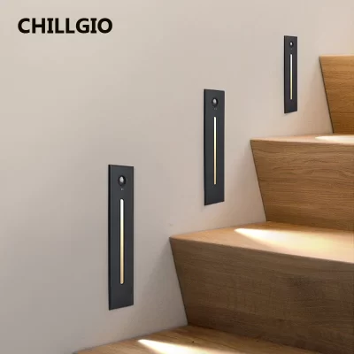 Chillgio recesso led escadas sensor luzes passo de alumínio corredor escada footlights ip65 à prova dip65 água interior noite lâmpadas canto