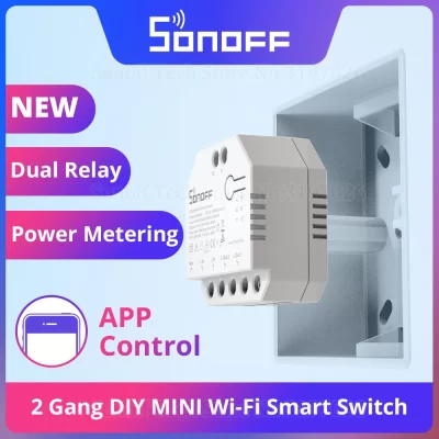 Sonoff dual r3 2 gang módulo de relé duplo diy wi-fi mini interruptor inteligente controle medição energia via ewelink alexa google casa inteligente