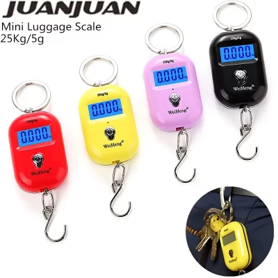 25kg/5g mini escalas de mala de viagem balança de gancho digital pendurado pesando peso ferramenta peso eletrônico steelyard 40% de desconto