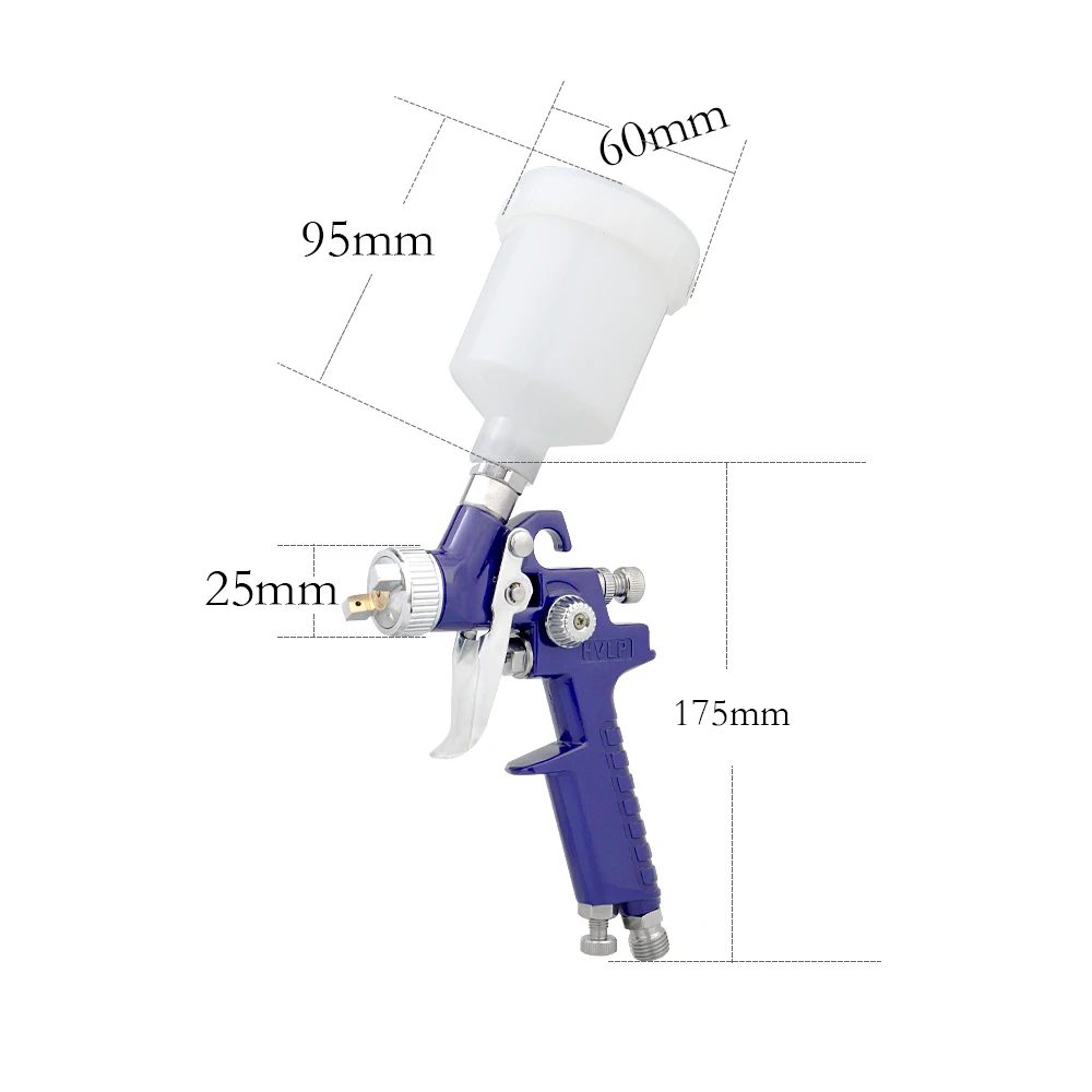 Pistolas de pulverização hvlp profissionais, bico de 0.8/1.0mm, mini pistola de pulverização de copo de 125cc, aerógrafo de gravidade, pistola pneumática para pintura de carro, aerógrafo - Image 4