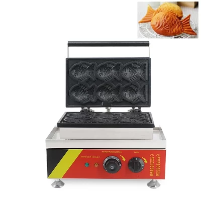 Máquina comercial elétrica de fazer taiyaki, 110v 220v, formato de peixe, pão, waffle, bolo de peixe, máquina de fazer padeiro