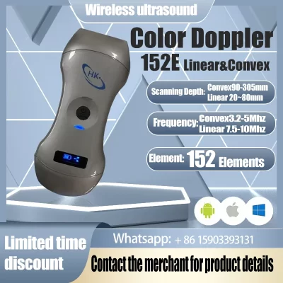 Máquina portátil 3 em 1 152E, scanner de sonda de ultrassom sem fio, ultrassom colorido Doppler