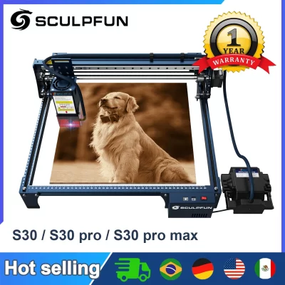 Sculpfun s30 máquina de gravação a laser com assistência de ar s30 pro s30 pro max diy desktop gravador a laser corte grau industrial