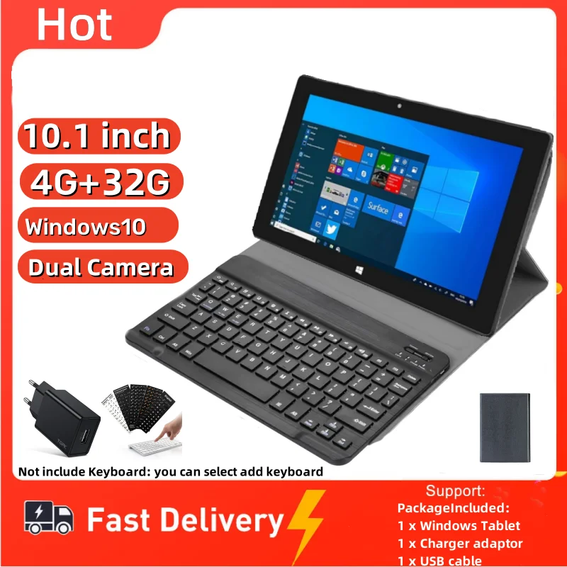 Big Sales 10.1 INCH 4GBRAM 32GB ROM Mltlow Windows 10 Tablet Dual Cameras 5000mAh Li-Poly Battery Quad Core WIFI